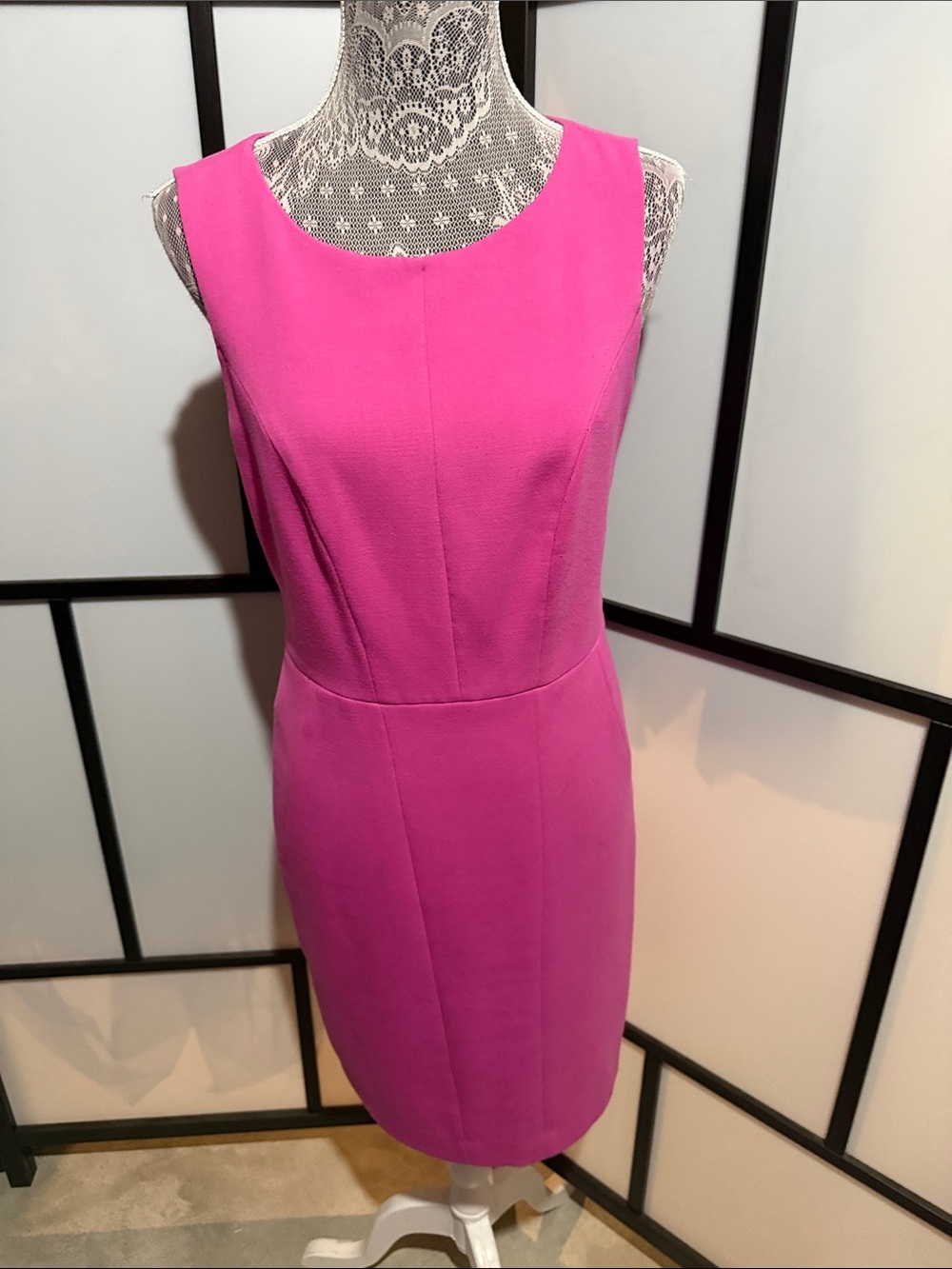 Banana Republic Bright Pink Sleeveless Midi Sheath Dress